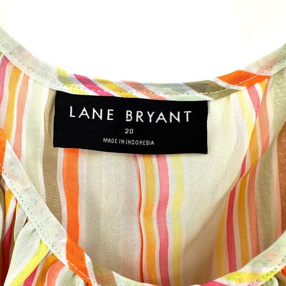 Lane Bryant Size 20 Tank Top Shirt‎ Blouse Striped Blue Orange Yellow Pink - Picture 4 of 5